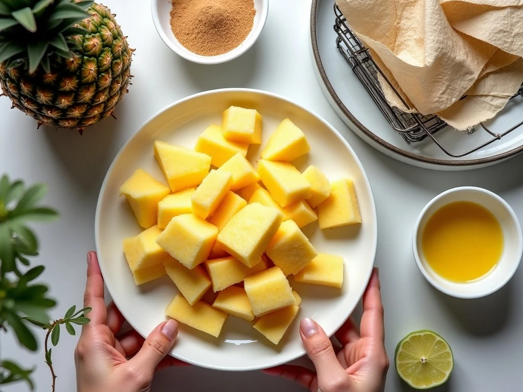 Ingredients for easy air fryer pineapple