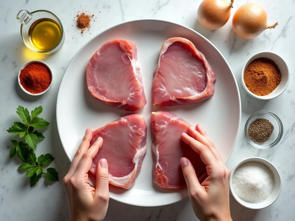 Ingredients for easy air fryer pork chops