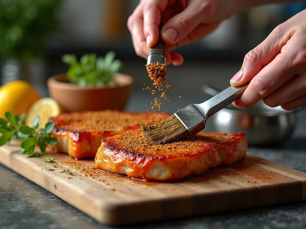 Seasoning pork chops before air frying
