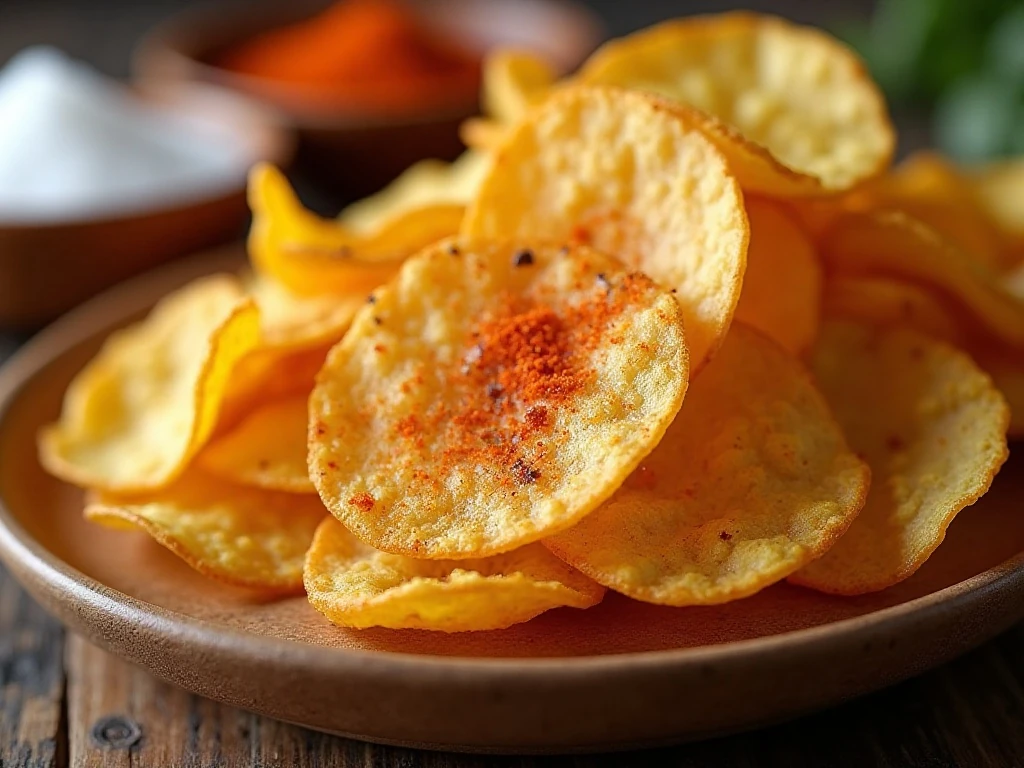 Seasoning warm air fryer potato chips