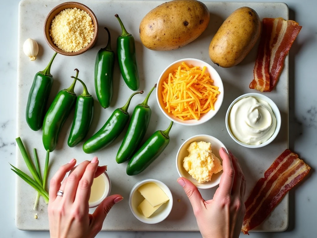 Ingredients for potato jalapeño poppers