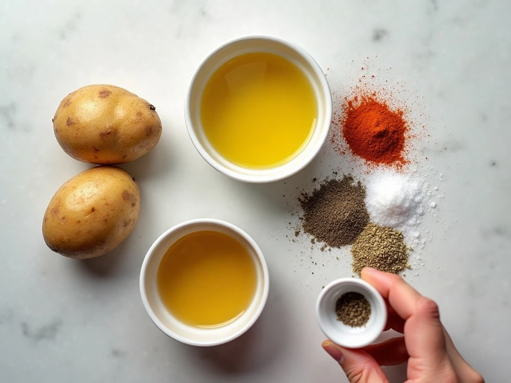 Ingredients for easy air fryer potato wedges