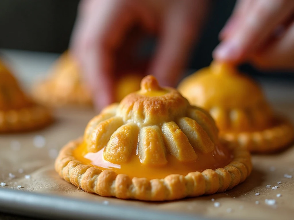 Sealed and vented pumpkin hand pies ready for the air fryer