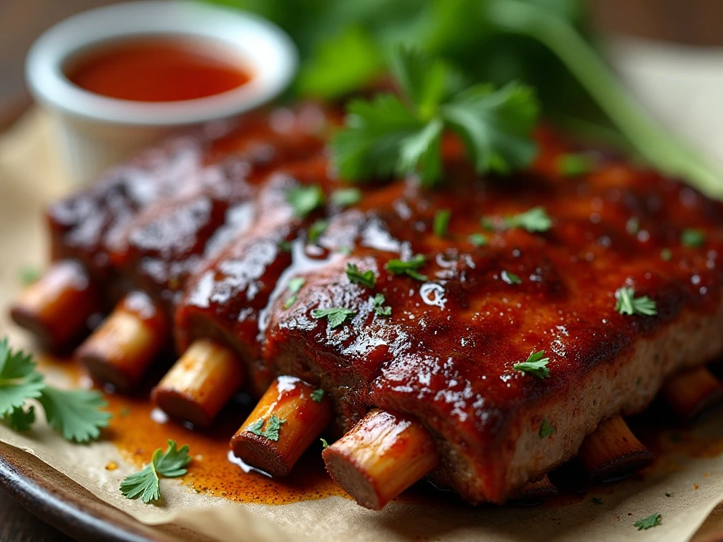 Reheated air fryer ribs with BBQ sauce
