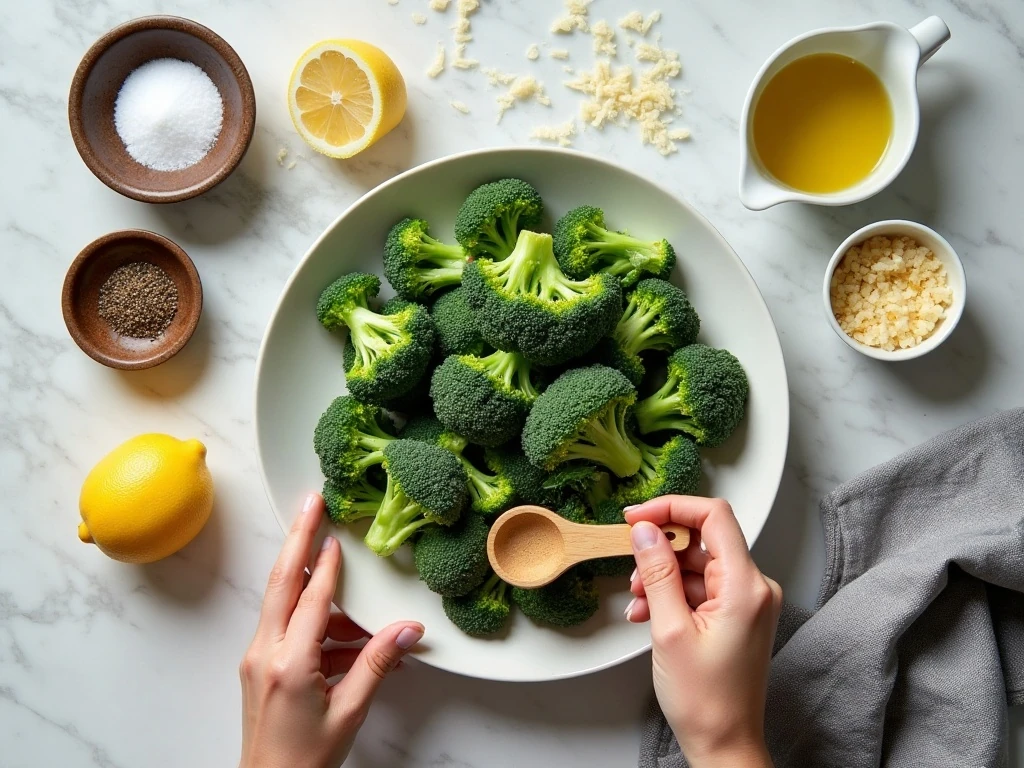 Ingredients for crispy air fryer roasted broccoli