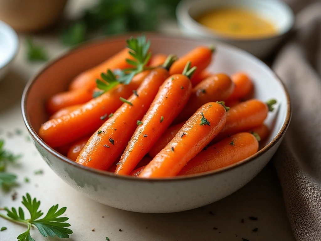 Golden air fryer roasted carrots served in a bowl