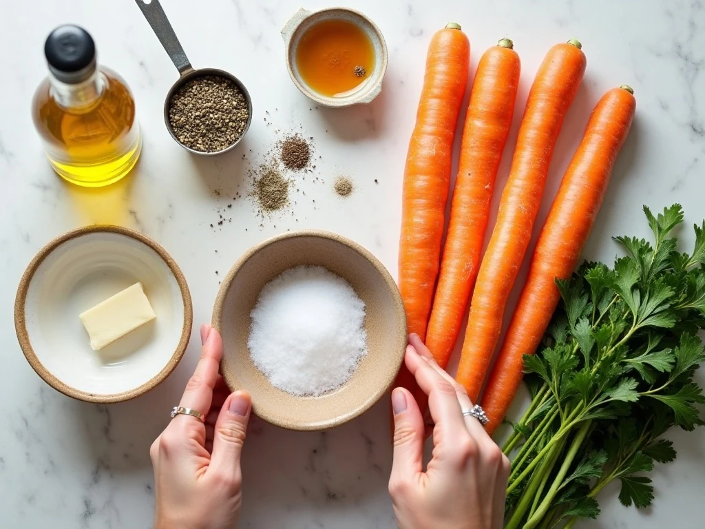 Ingredients for easy air fryer roasted carrots