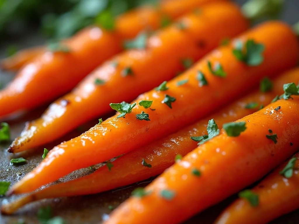 Honey butter air fryer carrots garnished with parsley