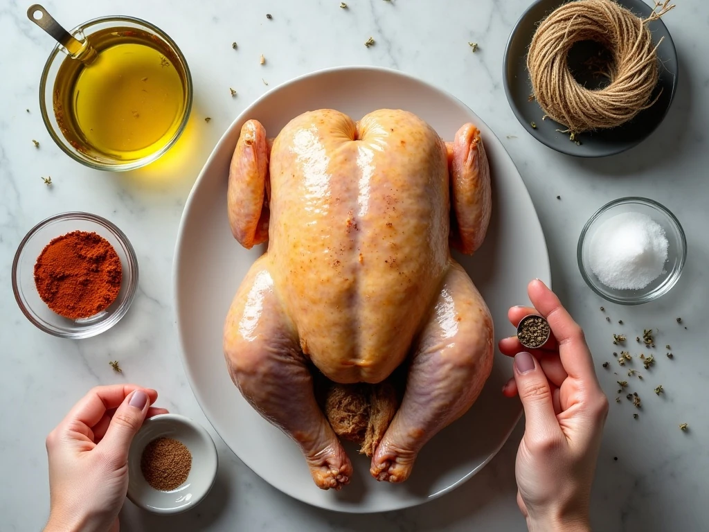 Ingredients for easy air fryer rotisserie chicken