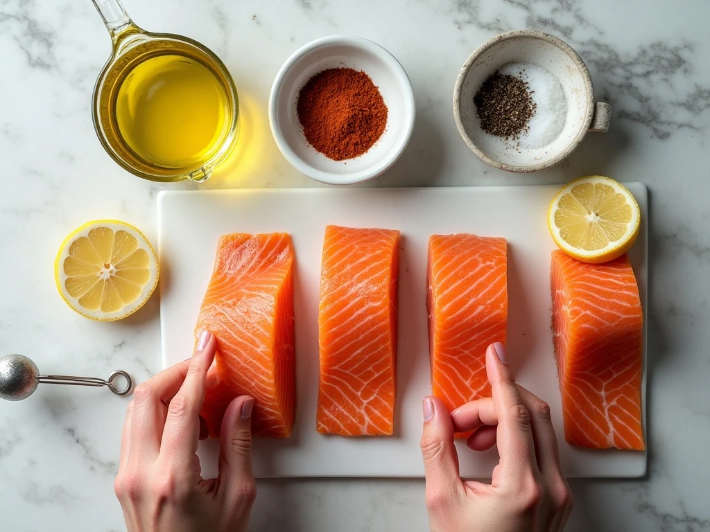 Ingredients for crispy and juicy air fryer salmon
