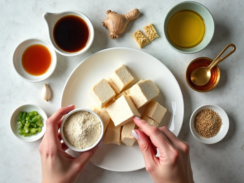 Ingredients for air fryer sesame tofu