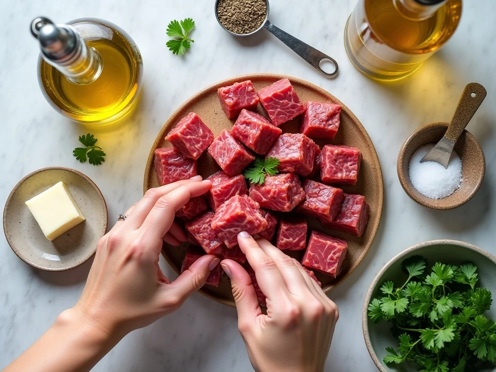 Ingredients for easy air fryer steak bites
