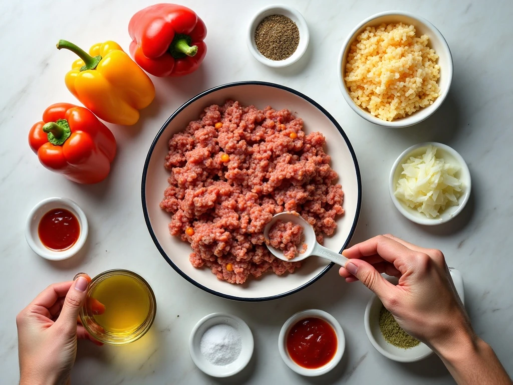 Ingredients for easy air fryer stuffed peppers