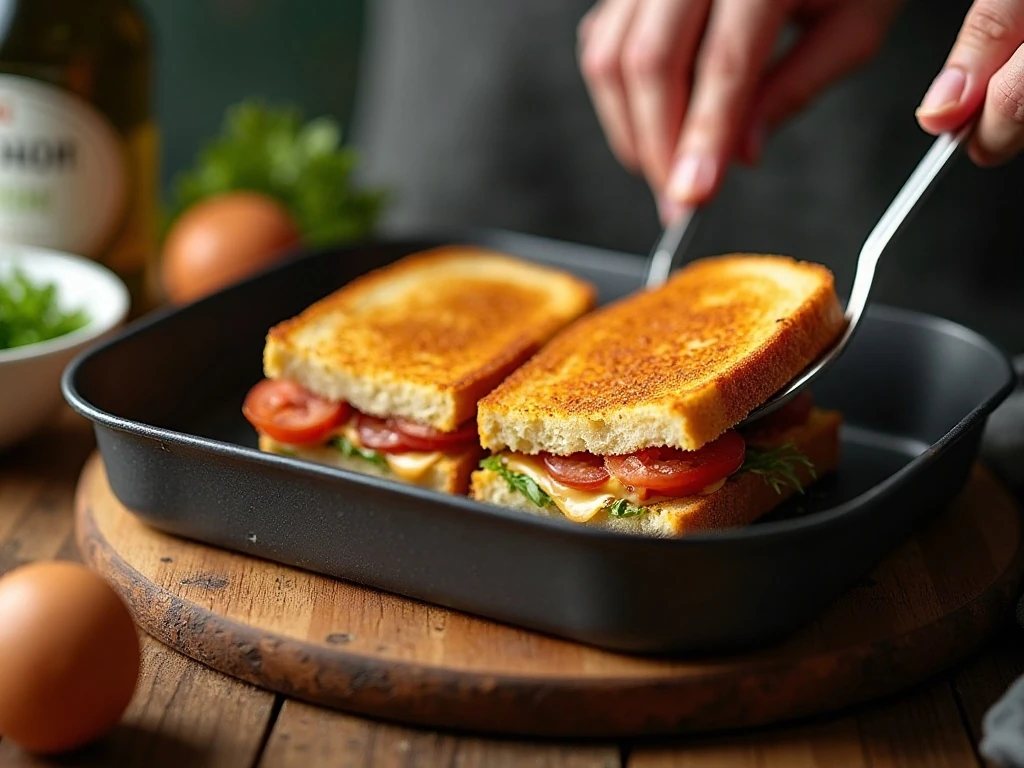 Tuna melts cooking in an air fryer basket