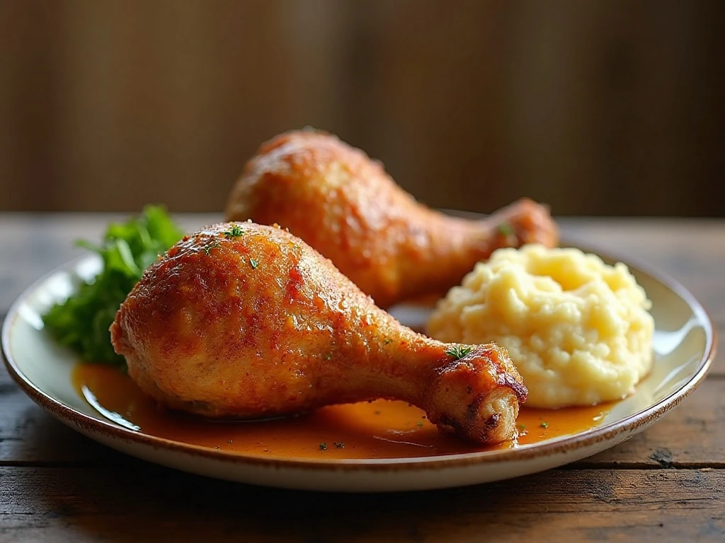 Crispy air fryer turkey legs served with comforting side dishes