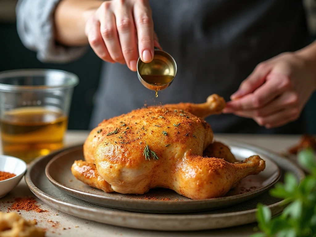 Seasoning a whole chicken before air frying