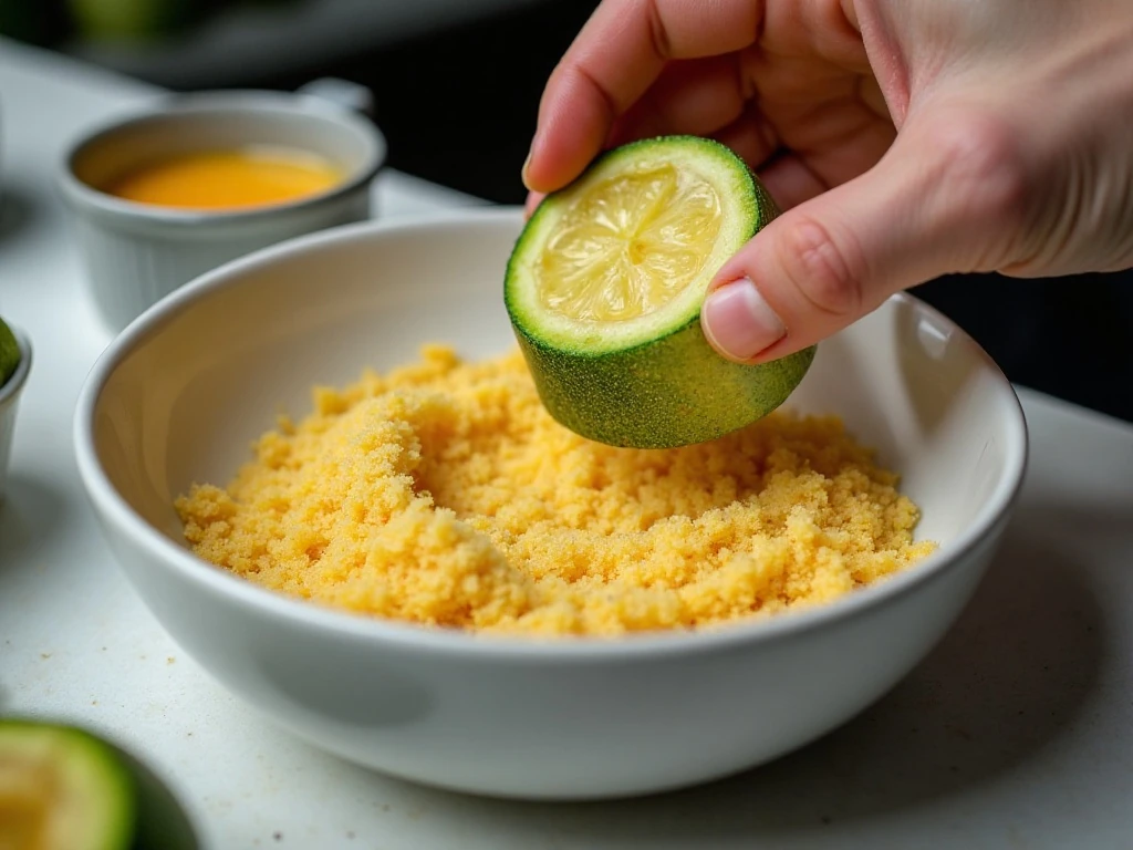 Coating zucchini slices in Parmesan breadcrumbs