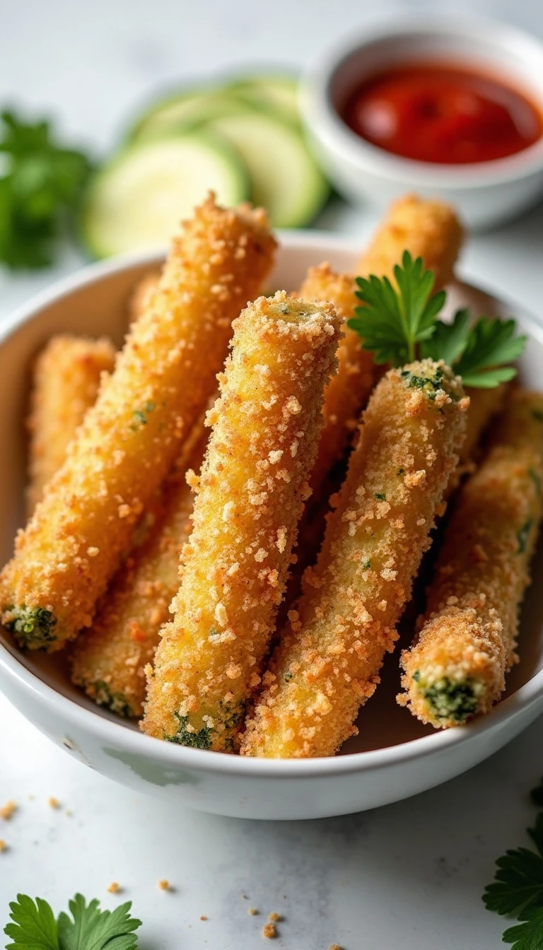 Crispy Air Fryer Zucchini Recipe with Parmesan and Panko