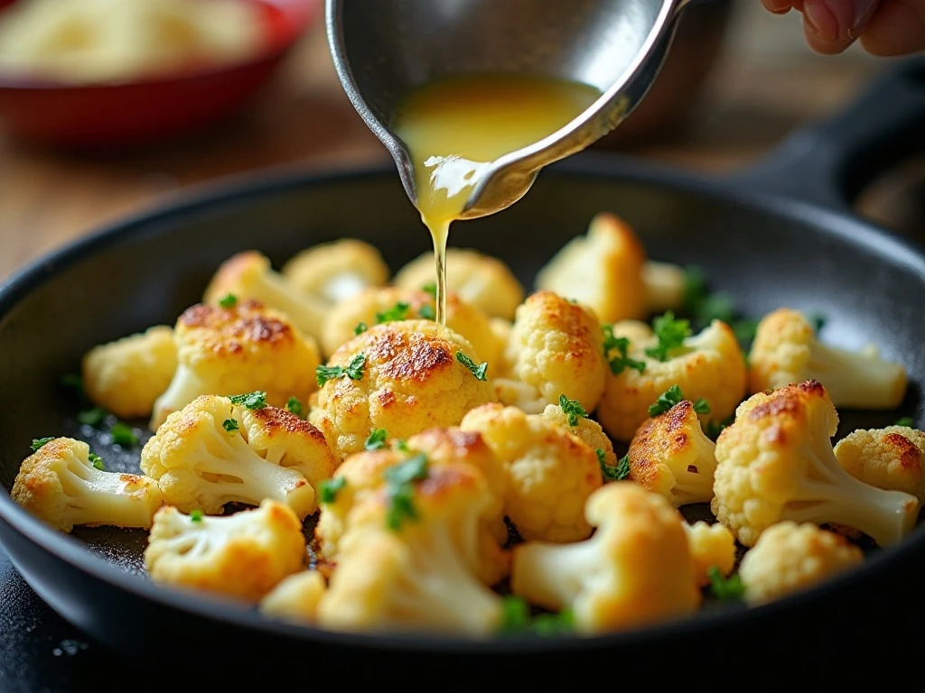 Cauliflower florets cooking for stuffing with herbs