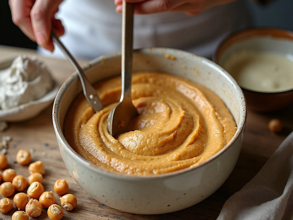 Smooth food processor batter for fudgy vegan chickpea blondies