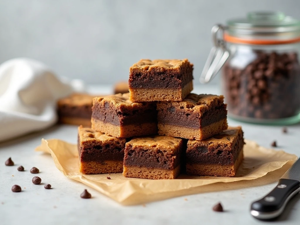 Sliced vegan chickpea blondies ready for storage