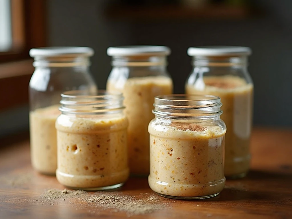 Four portions of mature Amish Friendship Bread starter ready to use or share