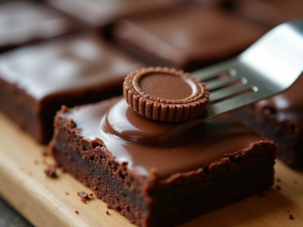 Andes mints melting into a smooth topping on hot brownies