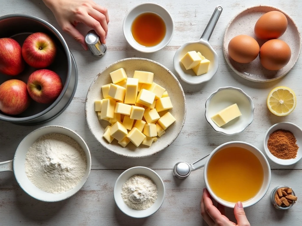 Ingredients for authentic German apple cake