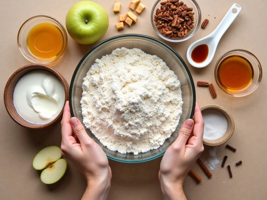 Ingredients for an easy spiced apple Bundt cake