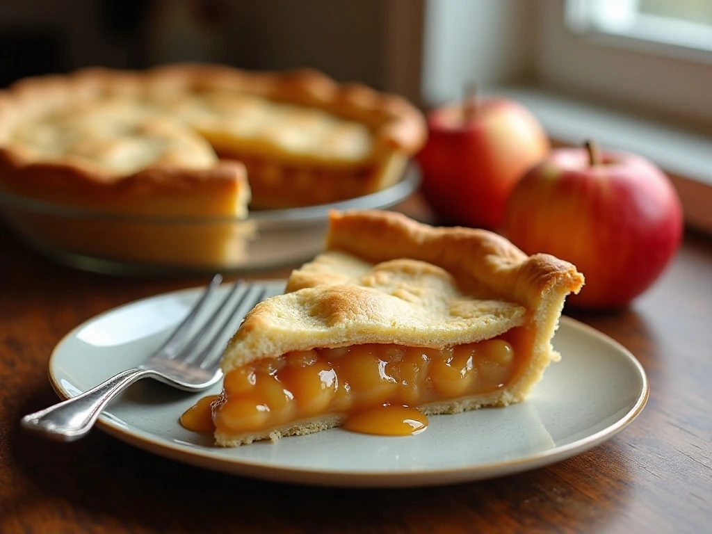 Old-fashioned apple butter pie with a golden crust and smooth custard filling