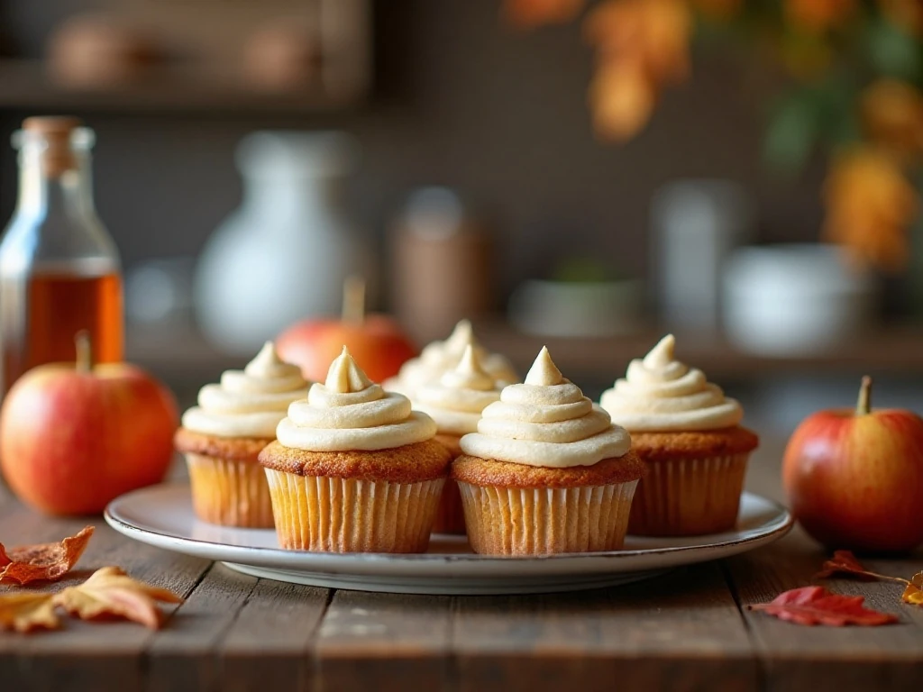 Stored apple cider cupcakes with cream cheese frosting
