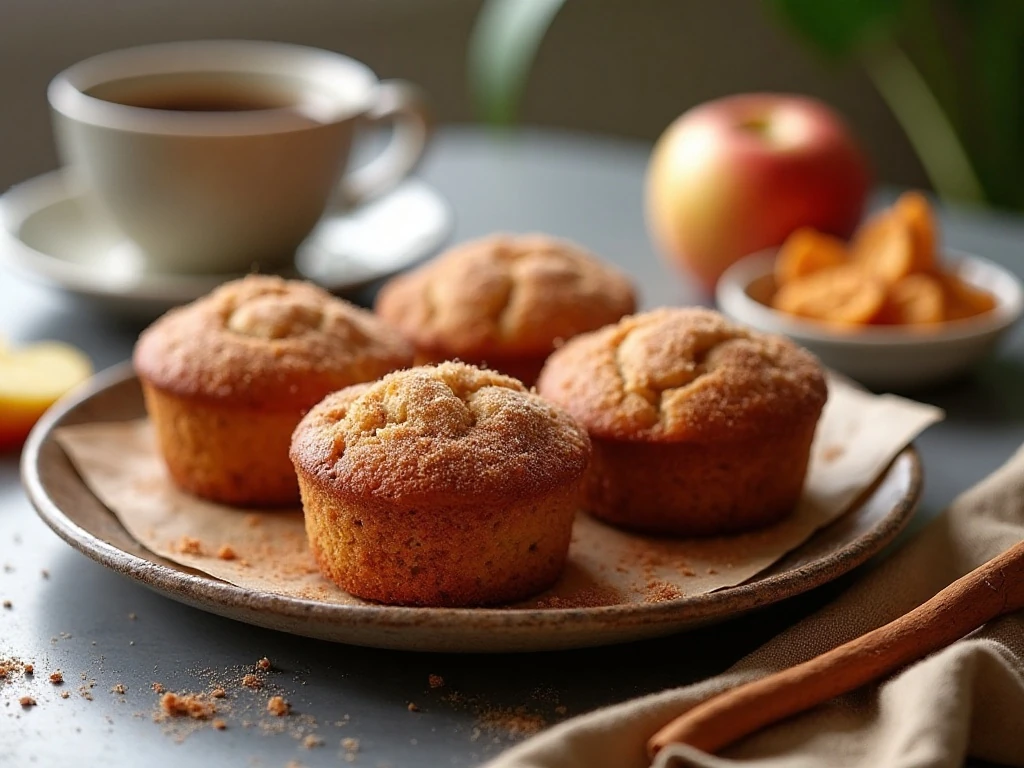 Apple cider doughnut muffins served for breakfast