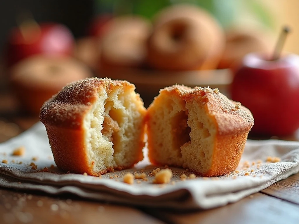 Close-up of the tender crumb and cinnamon sugar coating