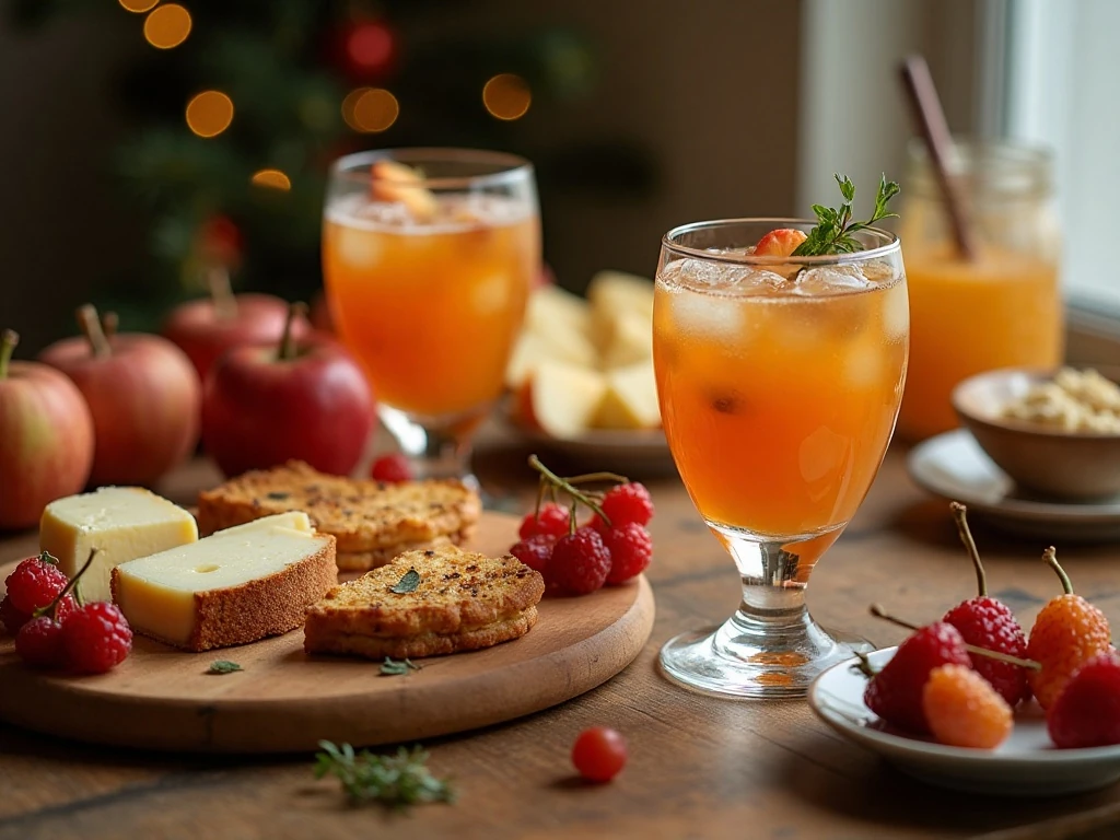 Apple cider sangria served with fall appetizers and desserts