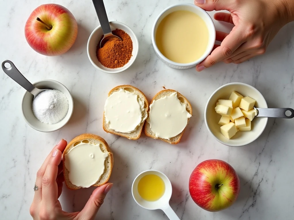 Ingredients for apple cinnamon cream cheese roll-ups