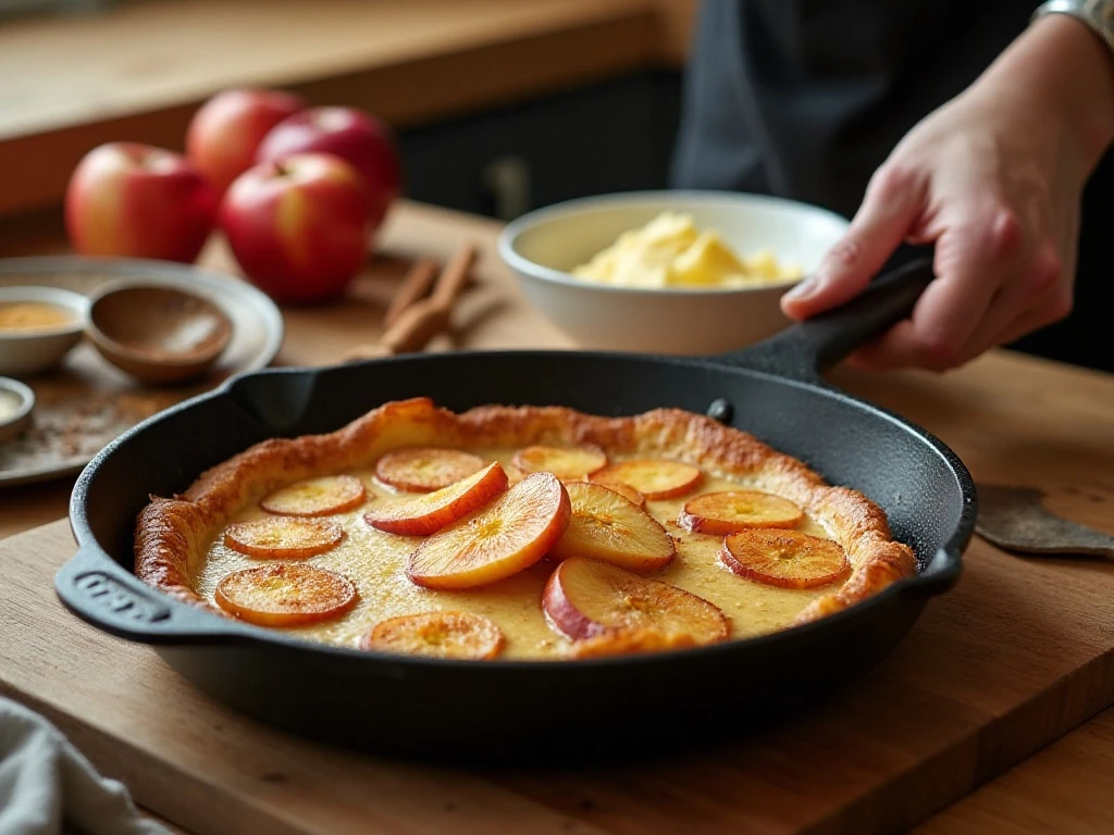 Cinnamon apples cooking for a Dutch baby pancake