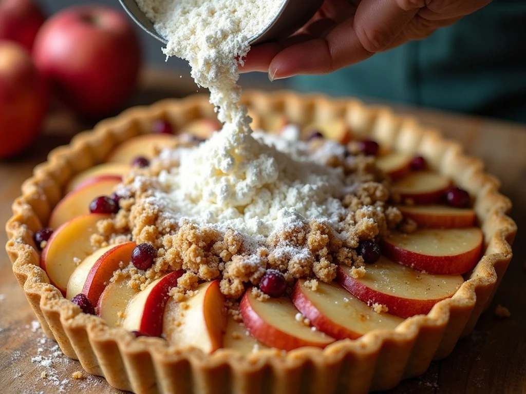 Preparing the nut crumb topping for fruit pie