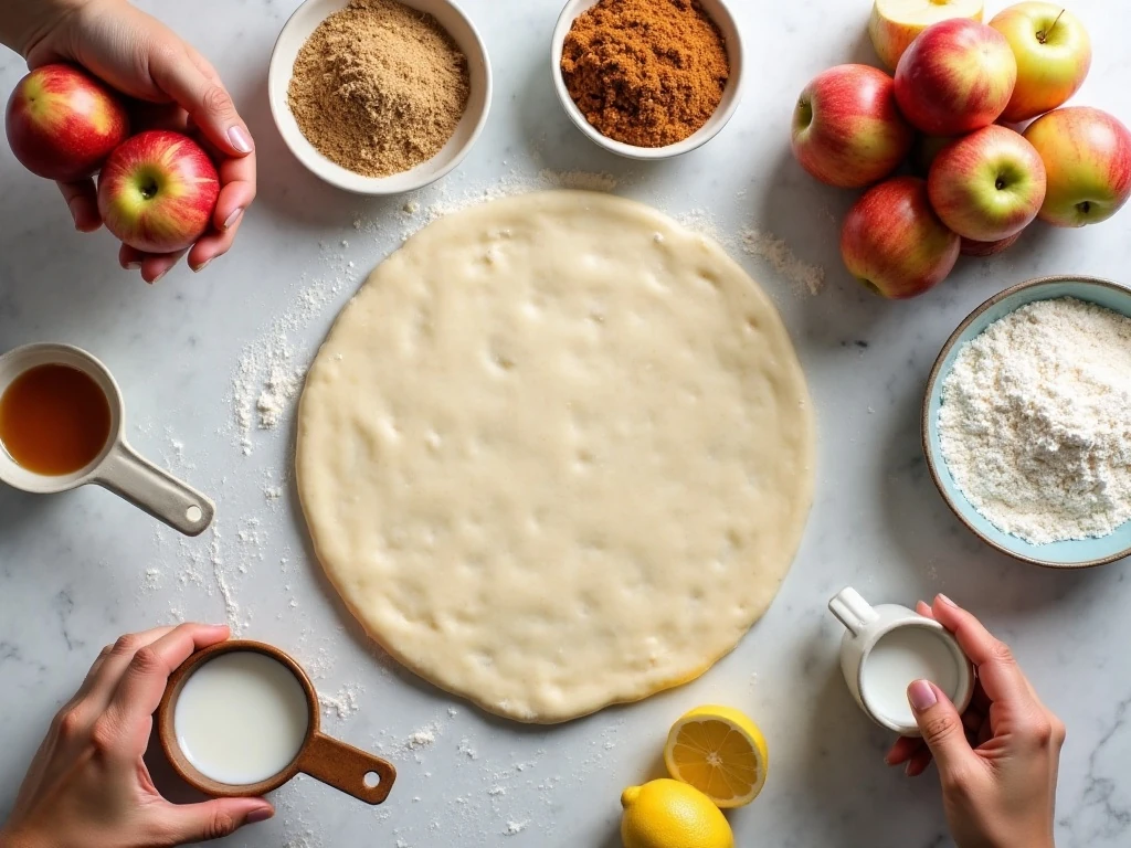 Ingredients for easy apple dessert pizza