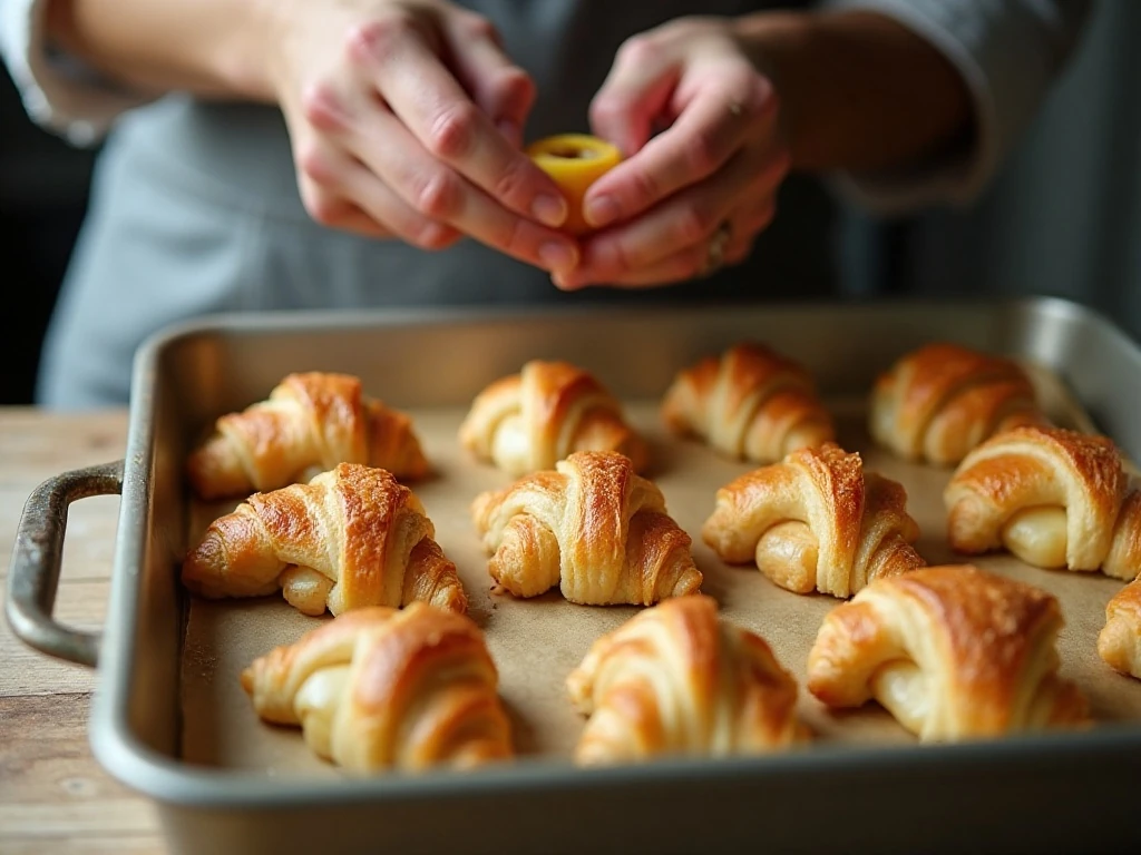Wrapping apple wedges in crescent dough for dumplings