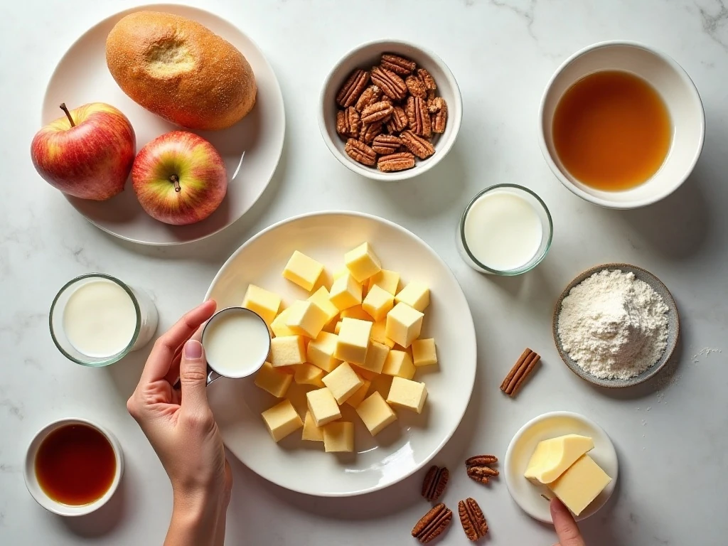 Ingredients for apple French toast casserole