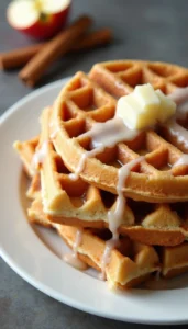 Easy Apple Fritter Waffles Recipe with Cinnamon Glaze