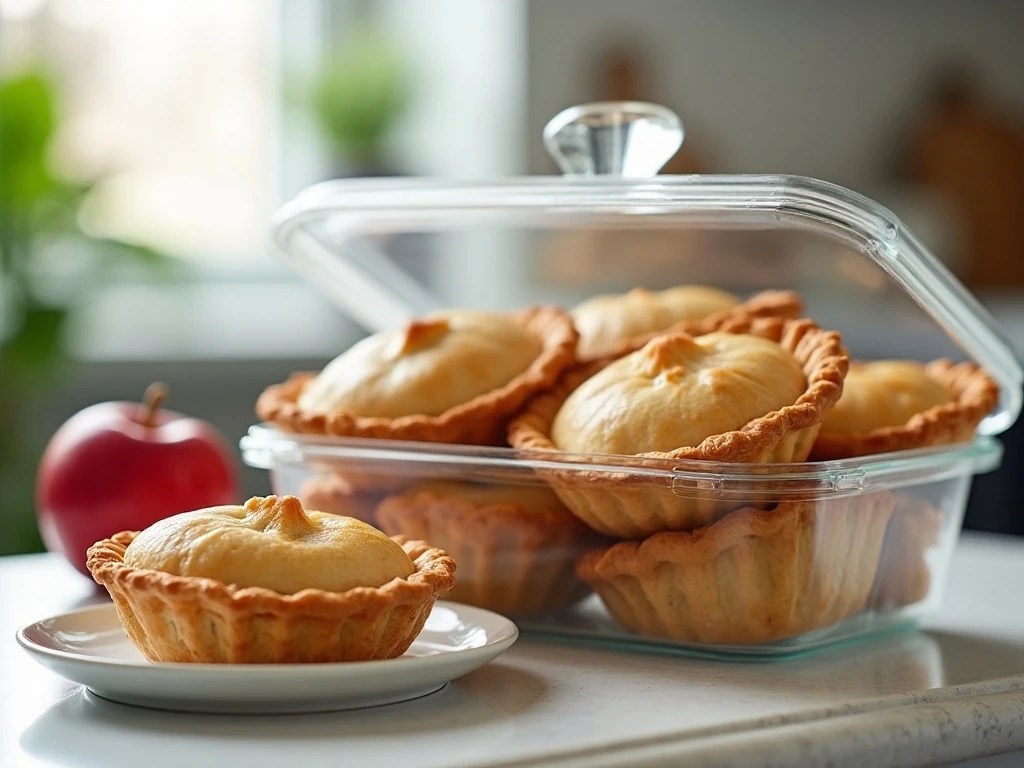 Apple hand pies stored and ready to reheat