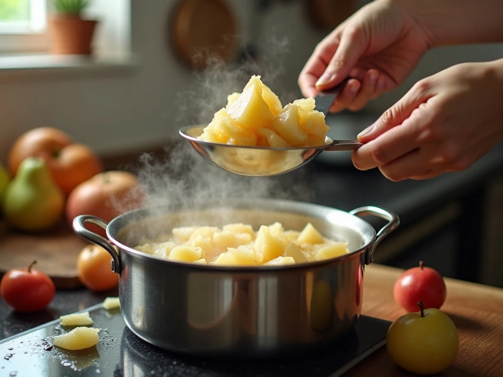 Apple and pear steaming for homemade baby food