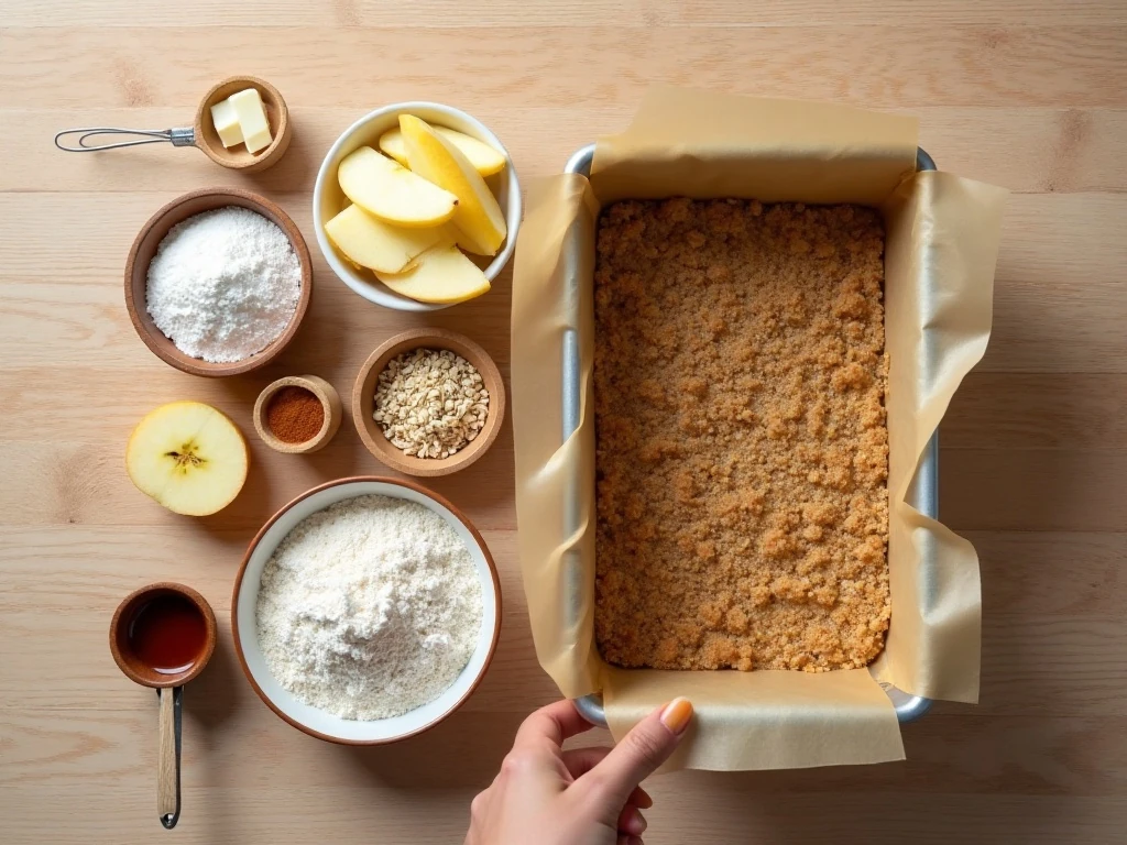 Ingredients for homemade apple pie bars