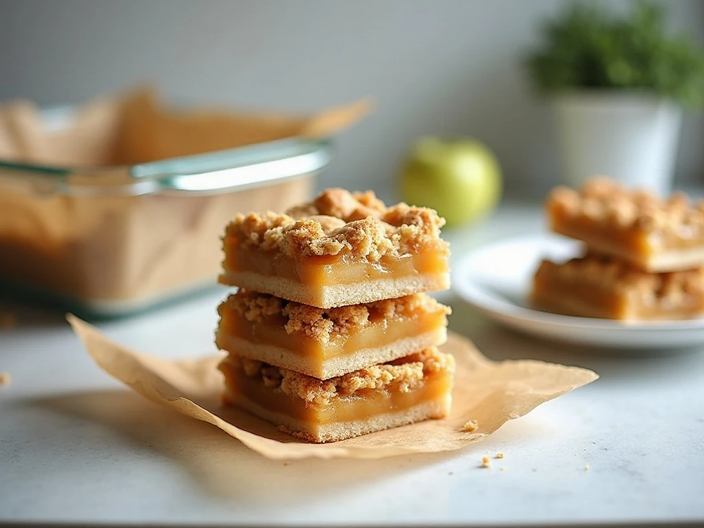 Apple pie bars stored for later serving