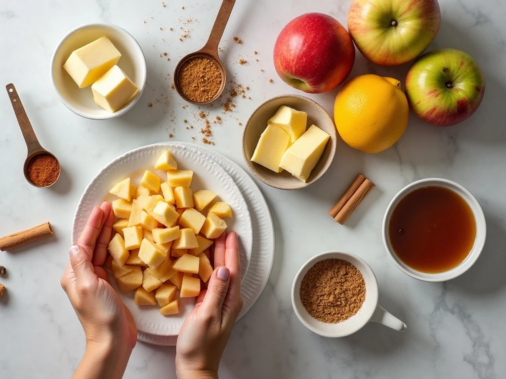 Ingredients for homemade crispy apple pie egg rolls