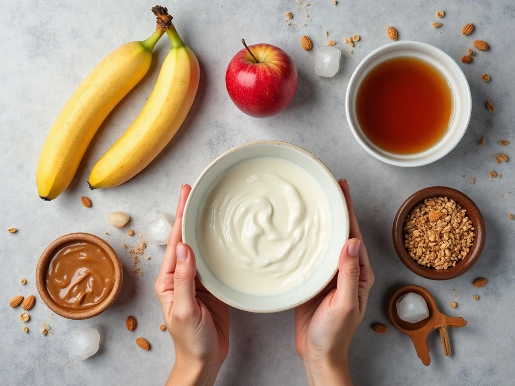 Ingredients for a homemade apple pie smoothie