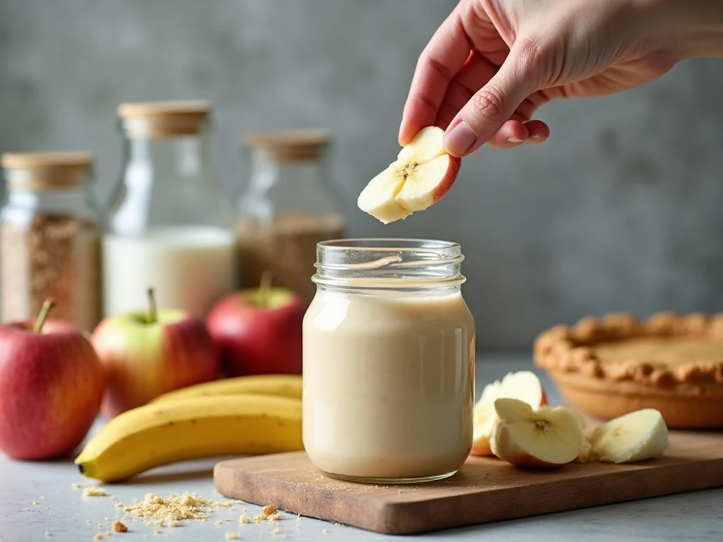 Apple pie smoothie prepared for same-day storage