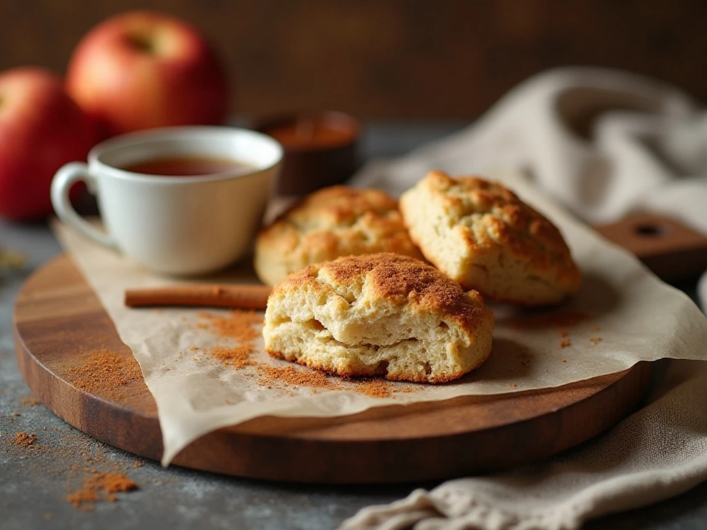 Warm apple spice scones ready to serve with tea