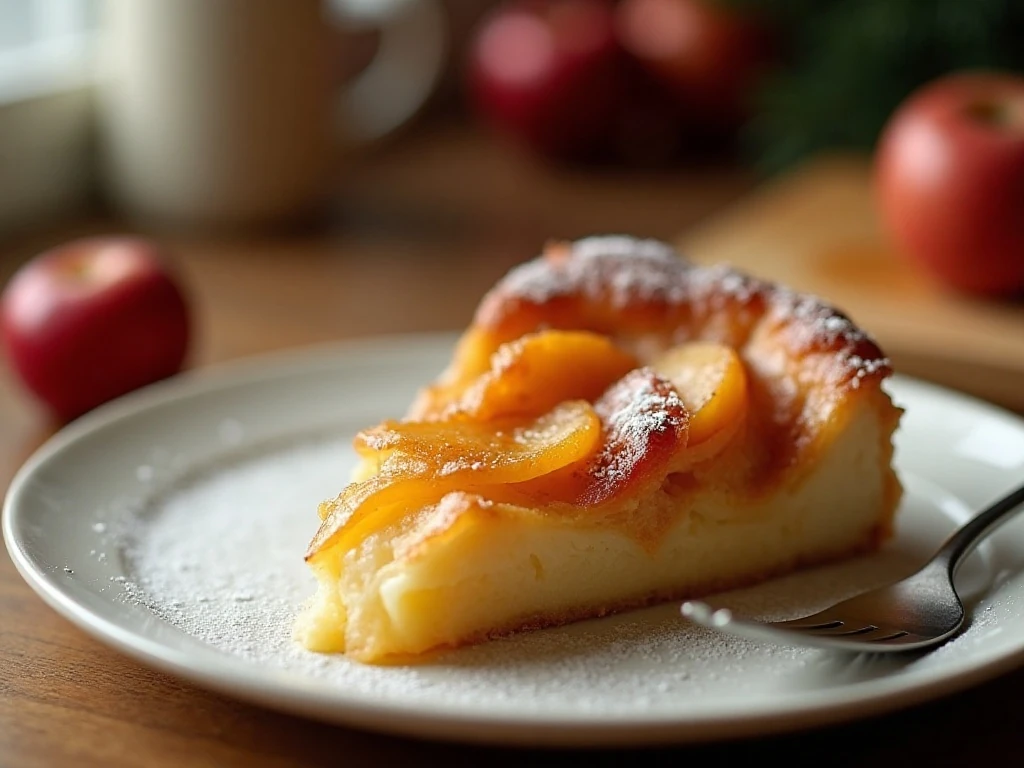 Reheated slice of apple tarte Tatin